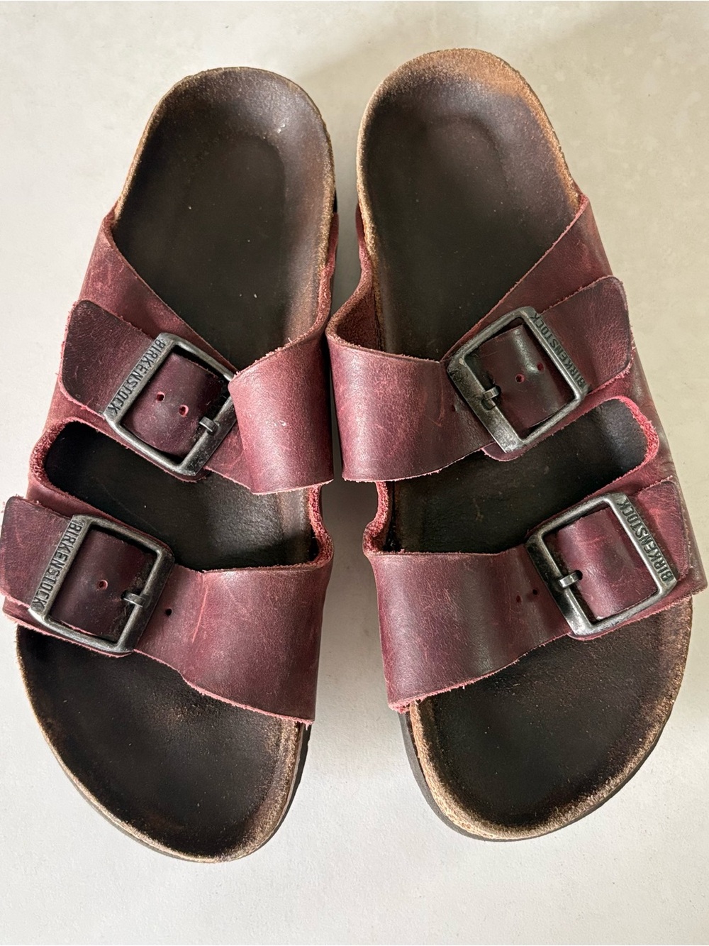 Birkenstock Slip-on Sandals Red Two Strap Woman’s Size 38 US 7-7.5